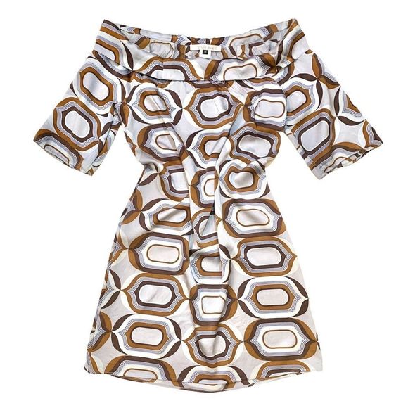 Single Dress Dresses & Skirts - 100% Silk Cowl Neck Vintage Print Shift Dress